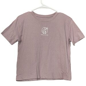 (NWOT) Hollister Purple Floral Graphic Baby Tee | Cropped Crewneck - XS